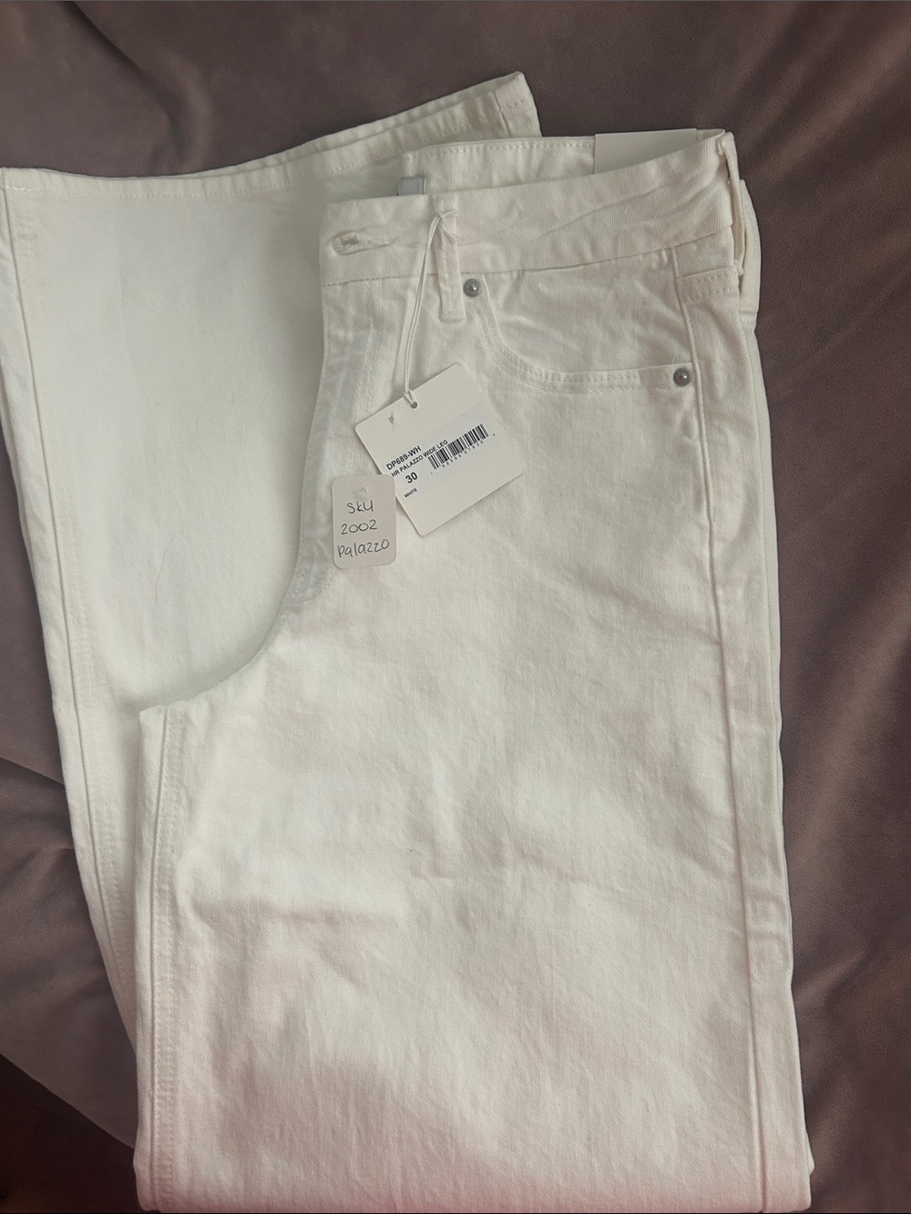 Just Black Wide Leg Flare Jeans in White - Picture 4 of 7